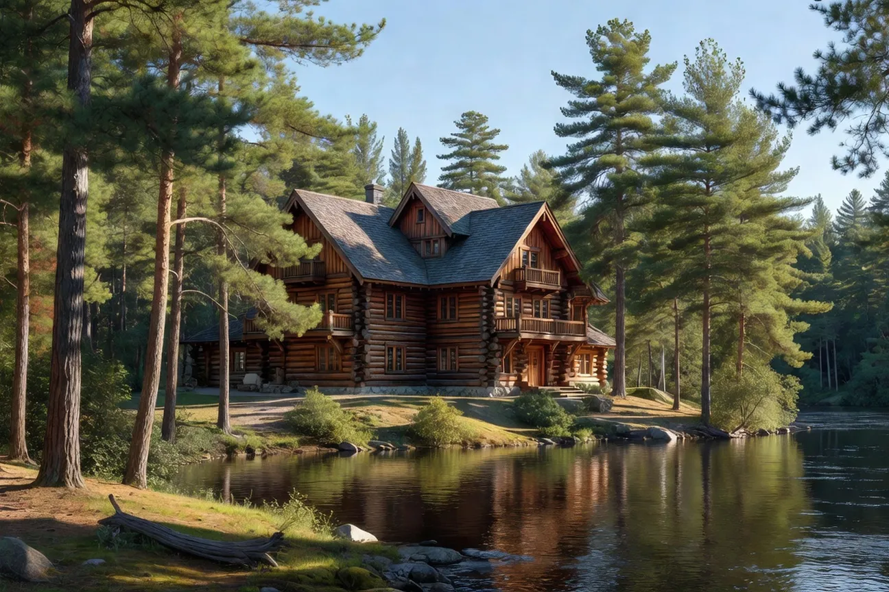 The historic log-built Chateau Montebello beside the Ottawa River
