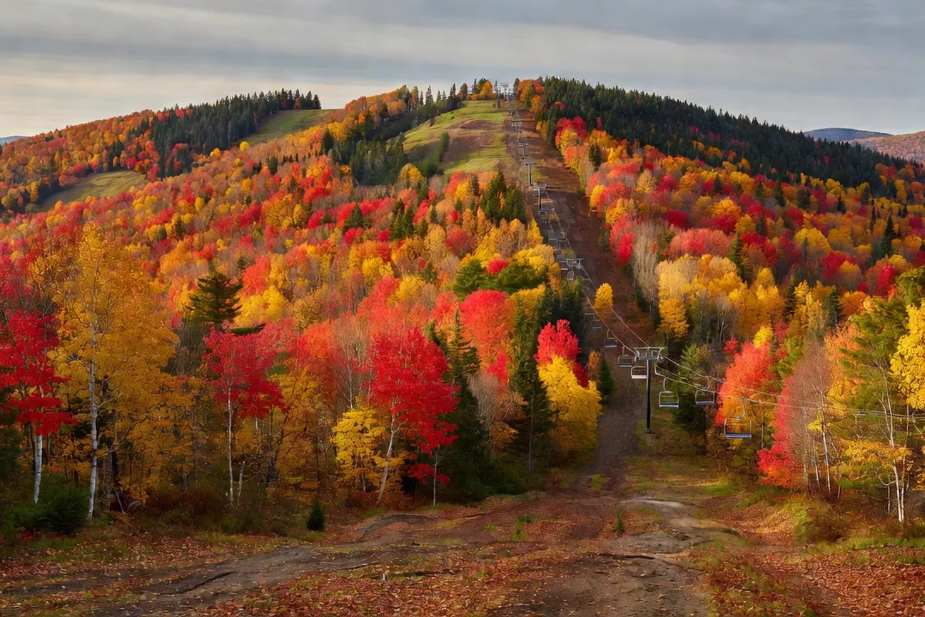The forested slopes of Calabogie Peaks in autumn