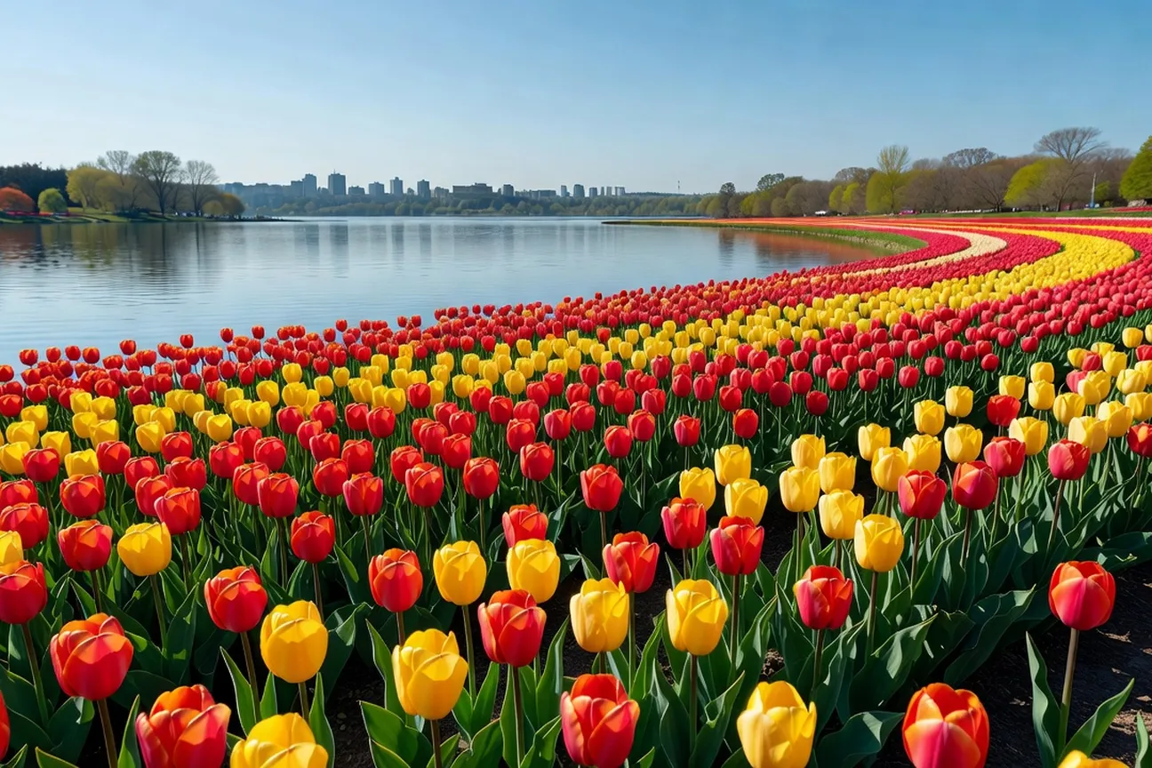 Sweeping fields of tulips along Dow's Lake during the spring festival