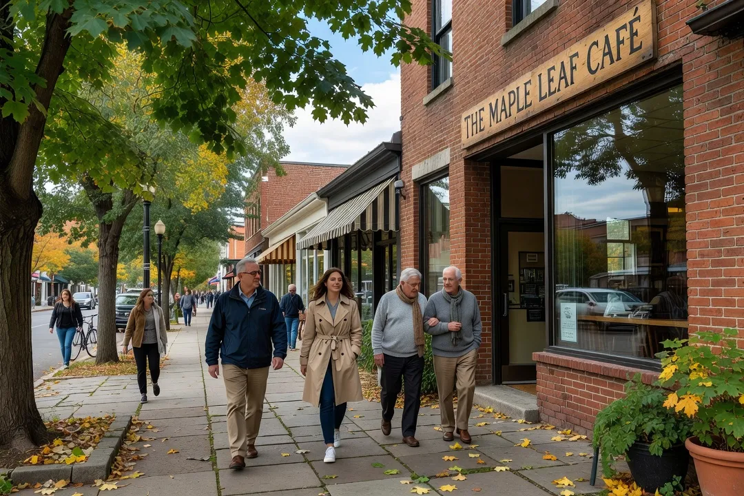 Cafe storefronts along a Westboro Ottawa shopping street