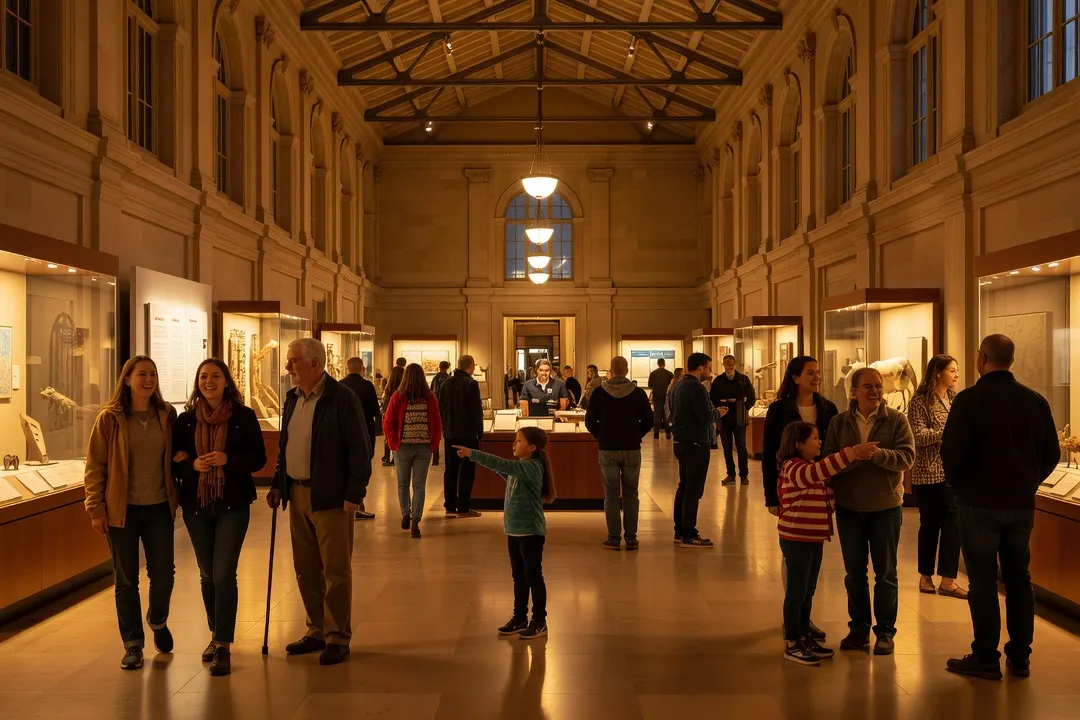 Visitors enjoying a free evening at a national museum in Ottawa