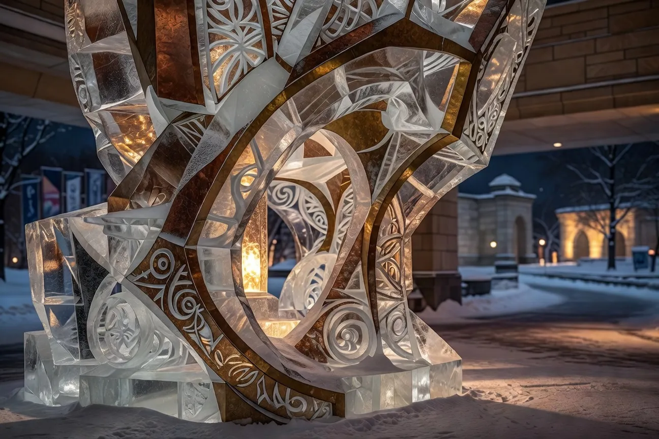 Ice sculptures on display in Confederation Park during Winterlude
