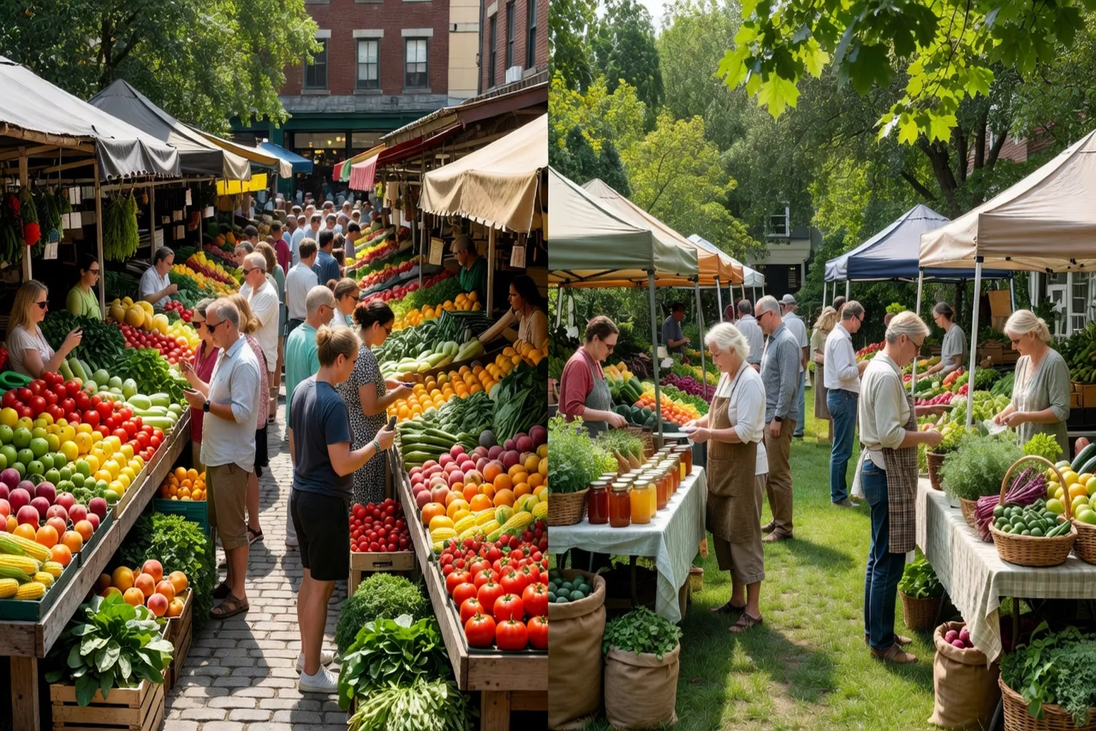 Comparison collage view of ByWard Market stalls in Ottawa
