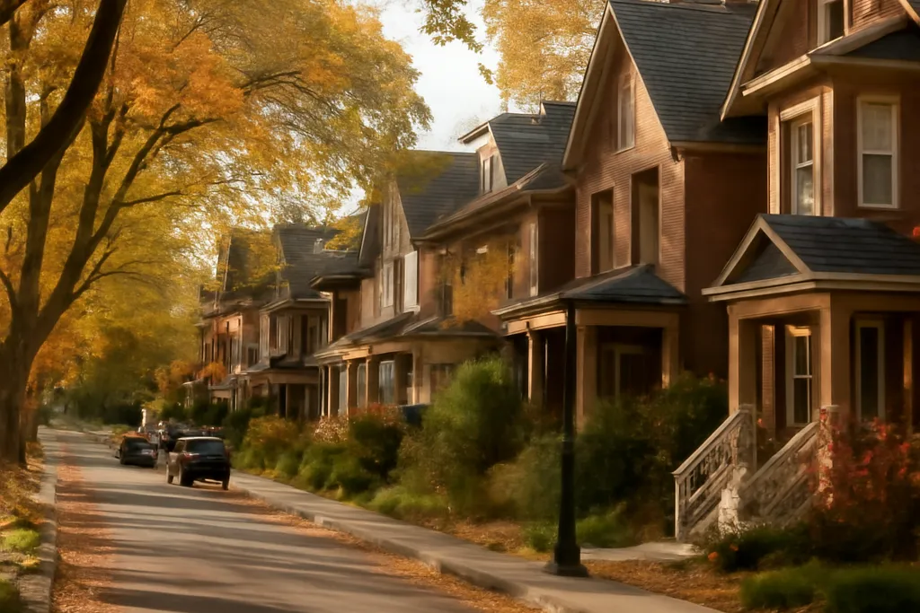 Charming residential street in an Ottawa neighbourhood beyond downtown