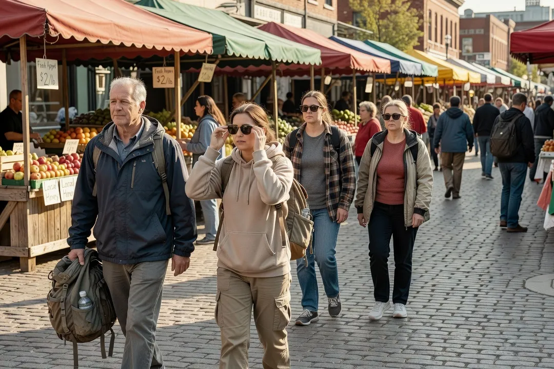 Budget travelers exploring downtown Ottawa on foot