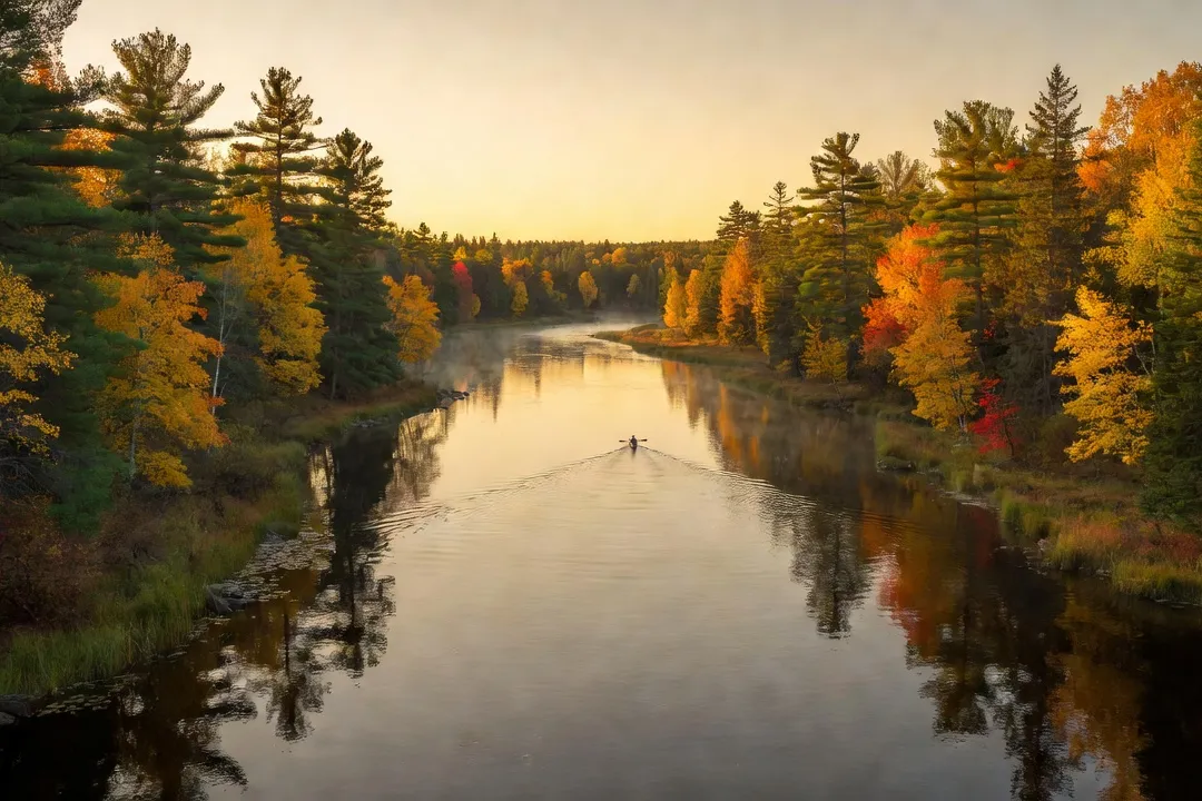 Scenic river and forest landscape near Ottawa for outdoor adventures
