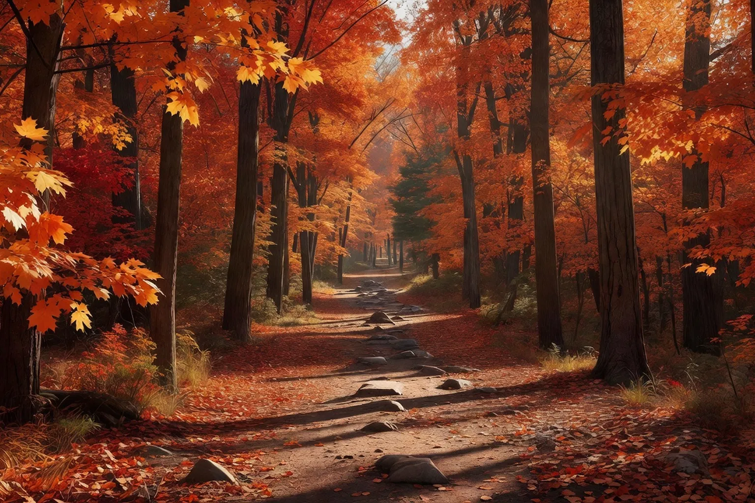 Editorial wide shot for Gatineau Park year-round — the field guide